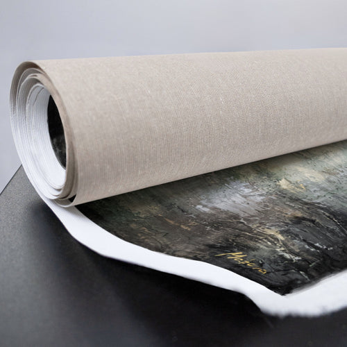 Gerollte Leinwand mit Surferbild – handgemalt