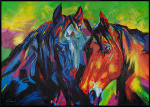 Gemälde handgemalt Acrylmalerei für das Wohnzimmer mit Rahmen "Vielfarbige Mähnen"