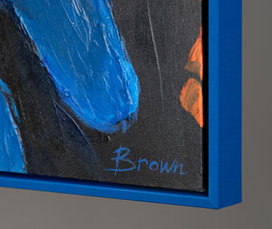 Abstrakte Acrylmalerei auf Leinwand mit Rahmen "Mächtiger Adler"