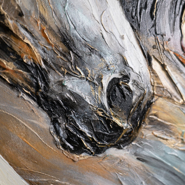 Detail Pferdekopf Acryl – strukturierte Pinselstriche auf moderner Leinwand