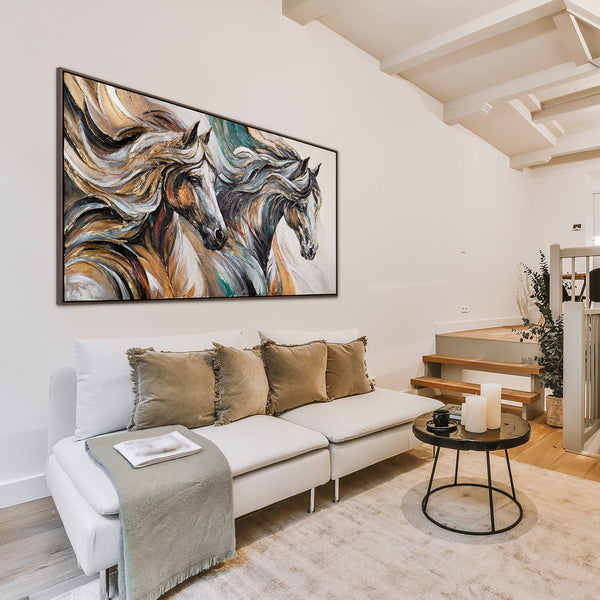 Wanddeko Pferde Acryl – stilvolles Leinwandbild für Wohnzimmer