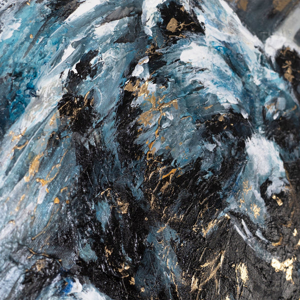 Tiermotiv in Blau und Weiß – Acryl auf Leinwand