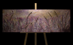 Handgemalte landschaft malerei "Morgentau" 150x50cm