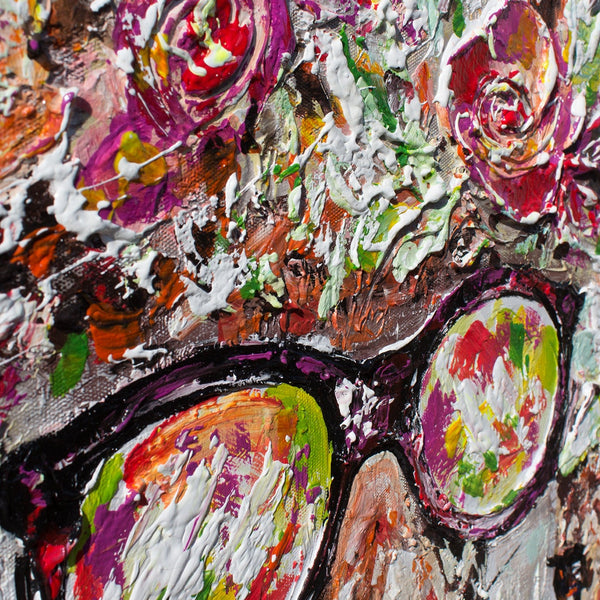 kunstdruck modern Detail der farbenfrohen Giraffenmuster