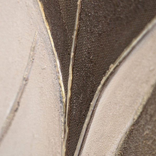 Acrylmalerei Reliefdetail gold hellbraun modern