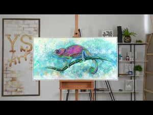 Bild Moderne Kunst "Leguan" ausgefallene Wanddeko mit Rahmen