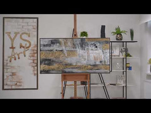 Bild für Wohnzimmer modern mit Rahmen  "Goldener Horizont" 200x100 cm