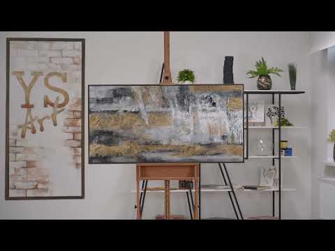 Bild für Wohnzimmer modern mit Rahmen  "Goldener Horizont" 200x100 cm