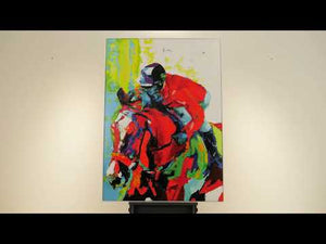 Acrylbilder Modern: Handgemaltes Reiter & Pferd "Flug der Reitkunst"
