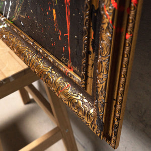 Rahmenkante mit Farbe Leinwandbild handgemalt Detail