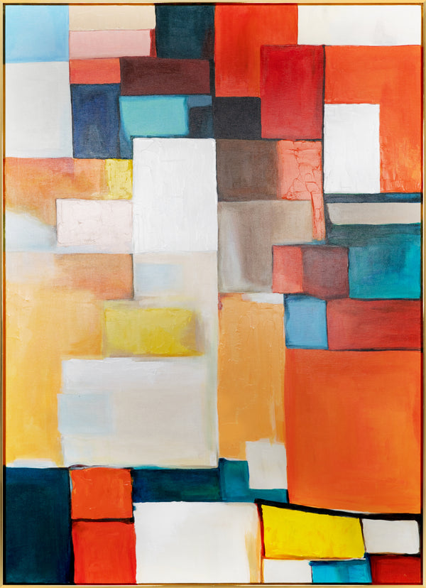 Abstraktes Acrylbild Geometrisch Handgemalt Modern