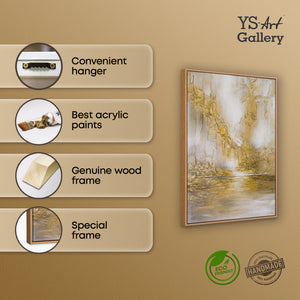 Infografik Gemälde „Sanftes Leuchten" – Maße 50x70 cm, Rahmen, Acryl auf Leinwand
