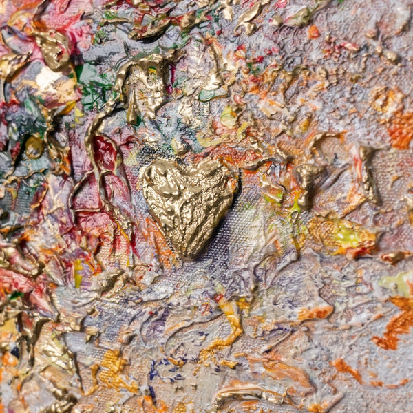 Gold trifft Silbergrau – energetische Farbexplosion handgemalt auf Acryl