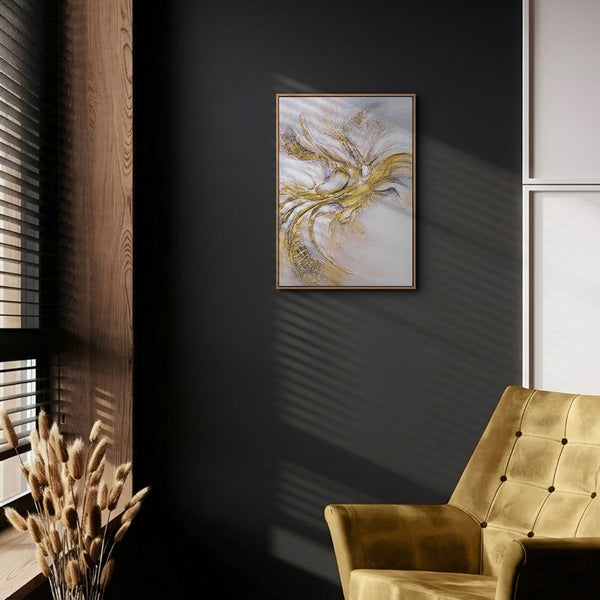 Elegante Wandkunst im femininen Interieur – Original Goldgemälde kaufen bei YS-Art 