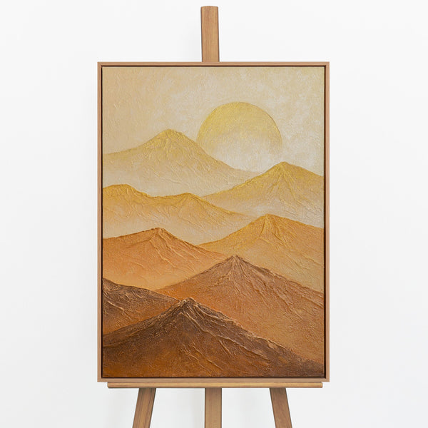 „Goldene Berge" – Berggemälde das Terrakotta, Gold und japanische Ästhetik vereint