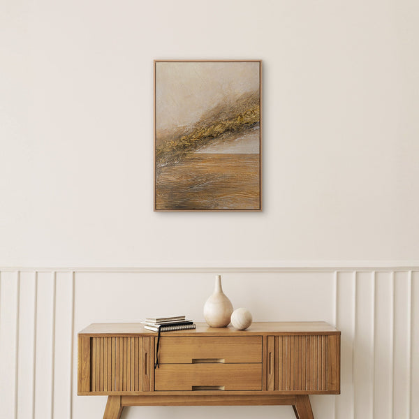 Außergewöhnliche Wandkunst im Japandi Interieur – Original Goldwellen Gemälde kaufen bei YS-Art