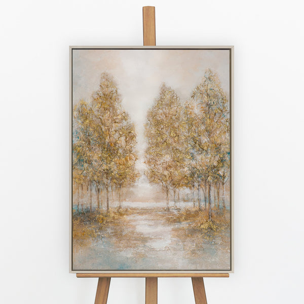 „Herbstlicher Hain" – Waldgemälde das die stille Schönheit des Herbstes auf Leinwand hält