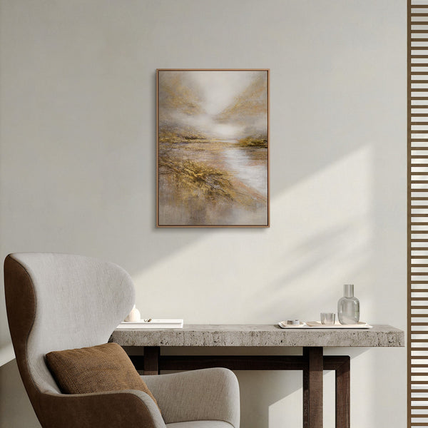 Stilles Naturgemälde im Japandi Interieur – Original Seenlandschaft kaufen bei YS-Art