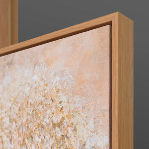 Handgemaltes Lebensbaum Gemälde „Baum des Lichts" – Gold & Rosa Baumkrone, 50x70 cm mit Rahmen