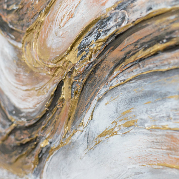 Handgemaltes Strukturbild mit Marmortextur – goldene Adern und Reliefoberfläche, 50x70 cm