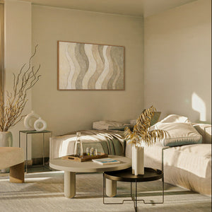 Handgemalte Naturtöne – Moderne Gemälde auf Leinwand mit Rahmen „Schatten und Sand“