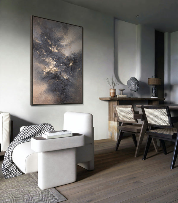 Leinwand Kunstwerk mit Struktur – Modernes Gemälde „Himmelsglühen“