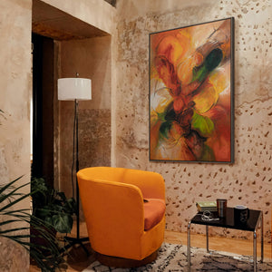 Handgemaltes Acrylbild mit Rahmen „Herbsttanz“ – Abstrakte Kunst in warmen Farbtönen