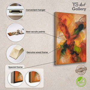 Handgemaltes Acrylbild mit Rahmen „Herbsttanz“ – Abstrakte Kunst in warmen Farbtönen