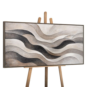 Abstraktes Leinwandbild in Beige Grau – Struktur Acrylgemälde „Sandwellen“