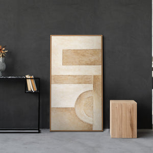 Abstraktes Leinwandbild mit geometrischer Komposition in Beige