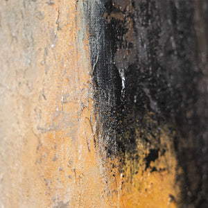 Abstraktes Gemälde mit Rahmen - Modernes Wandbild in Beige Blau Gold „Lichtübergänge“