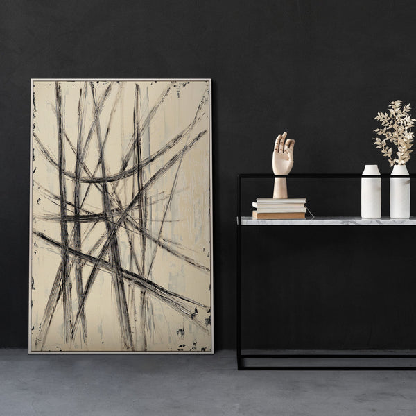 Handgemaltes Leinwandbild „Parallelen und Schnittpunkte“ – Abstrakte moderne Wanddeko