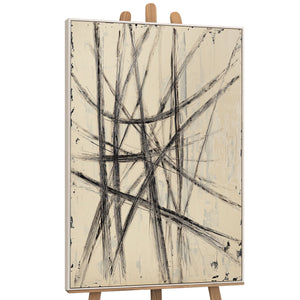 Handgemaltes Leinwandbild „Parallelen und Schnittpunkte“ – Abstrakte moderne Wanddeko