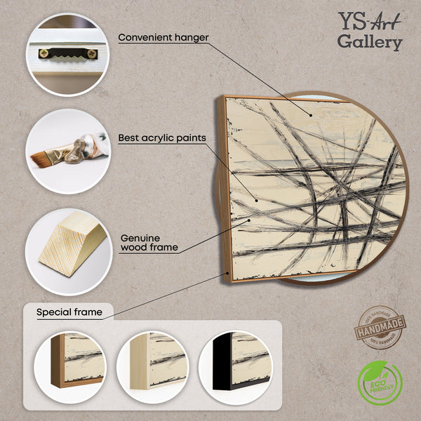 Modernes Acrylbild Linien & Kontraste – Abstrakte Wandkunst „Parallelen und Schnittpunkte“