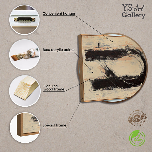 Produktübersicht eines abstrakten Leinwandbildes mit schwarzem Pinselmotiv