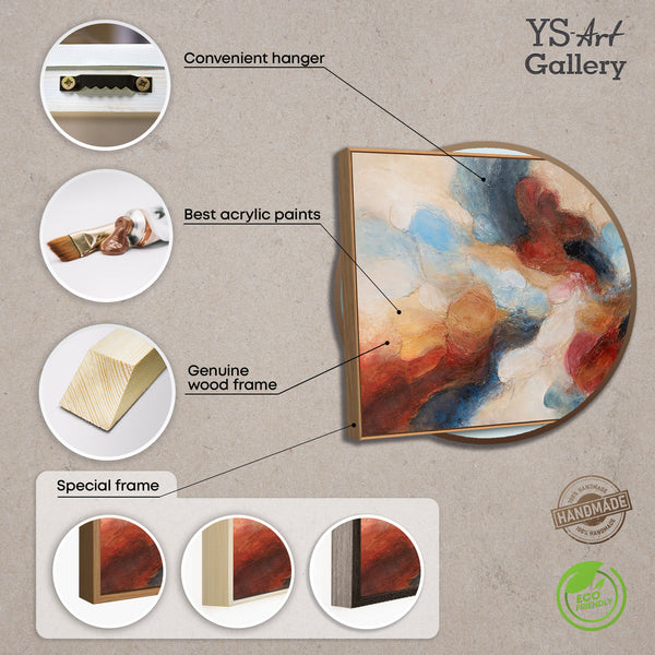 Handgemaltes Acrylbild mit Rahmen – Moderne Wandkunst in Blau Rot „Musik in Farbe“