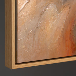 Modernes abstraktes Leinwandbild mit warmem Farbspiel in Orange