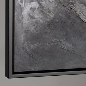 Modernes abstraktes Leinwandbild in Grau und Anthrazit mit matter Oberfläche