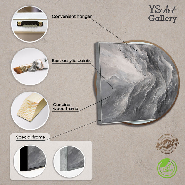 Produktübersicht eines abstrakten Leinwandbildes in Grau