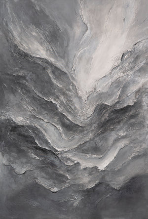 Handgemaltes Acrylbild mit Rahmen „Erinnerung der Felsen“ – Moderne Wandkunst auf Leinwand