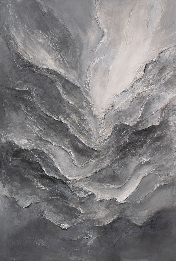 Handgemaltes Acrylbild mit Rahmen „Erinnerung der Felsen“ – Moderne Wandkunst auf Leinwand