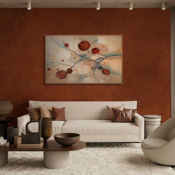 Abstraktes Wandbild in modernem Stil mit feiner Struktur und ruhiger Farbpalette