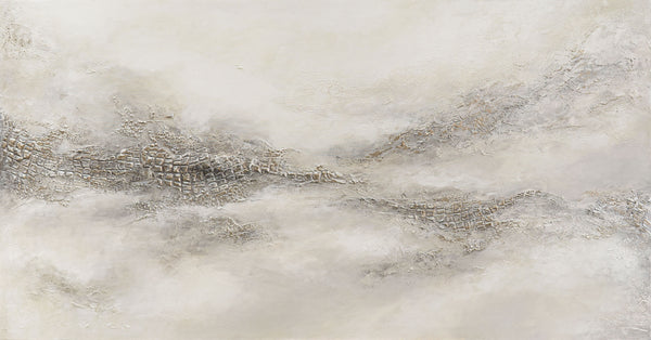 Gemälde Handgemalt mit Rahmen „Nebulöse Ferne“ – Moderne Abstrakte Kunst