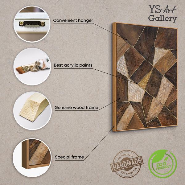 Abstraktes Gemälde „Geometrie des Goldes“ – Moderne Wandkunst mit Rahmen