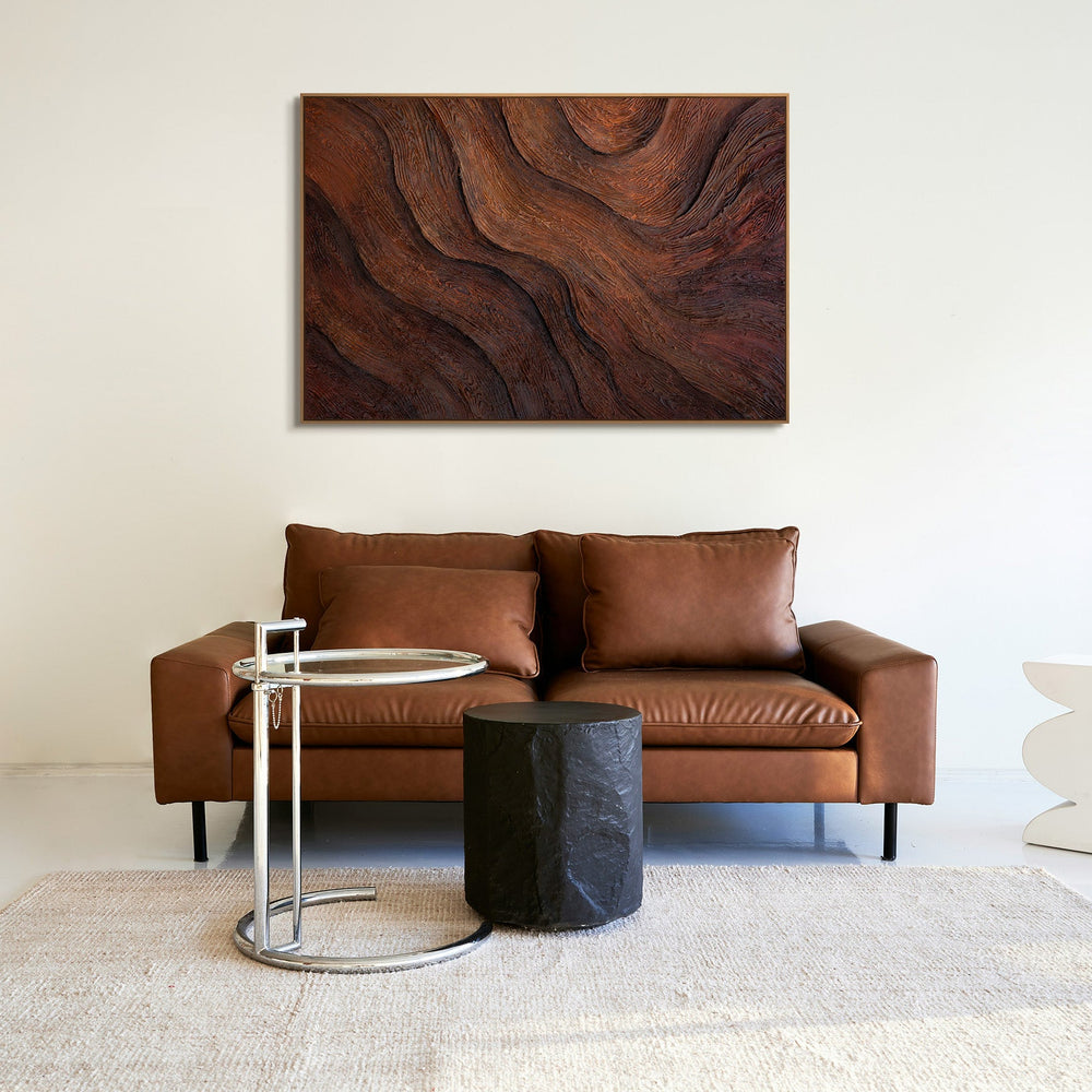 Strukturierte Acrylmalerei in Holzoptik-Rahmen „Atem des Baumes“