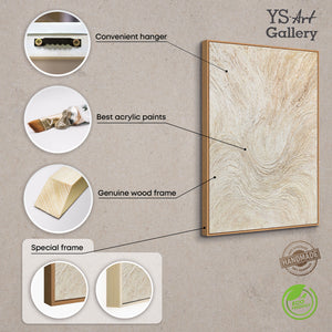 Gemälde mit Rahmen „Baumstrom“ – Abstrakte Kunst in Beige und Creme