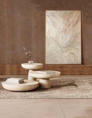 Gemälde mit Rahmen „Baumstrom“ – Abstrakte Kunst in Beige und Creme