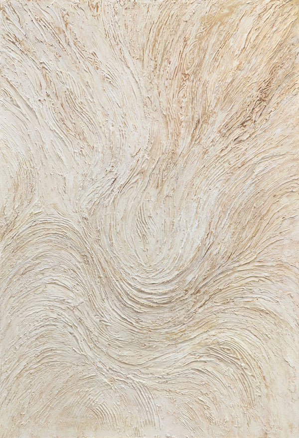 Gemälde mit Rahmen „Baumstrom“ – Abstrakte Kunst in Beige und Creme