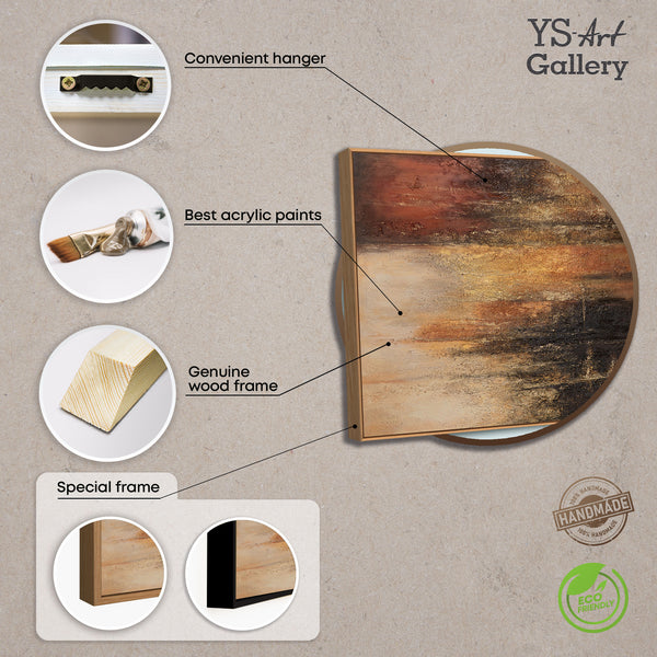 Abstraktes Wandbild in Schwarz, Braun und Gold mit Struktur