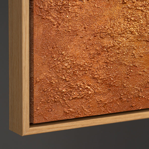 Seitliche Ansicht eines strukturierten Leinwandbildes, stabiler Holzrahmen